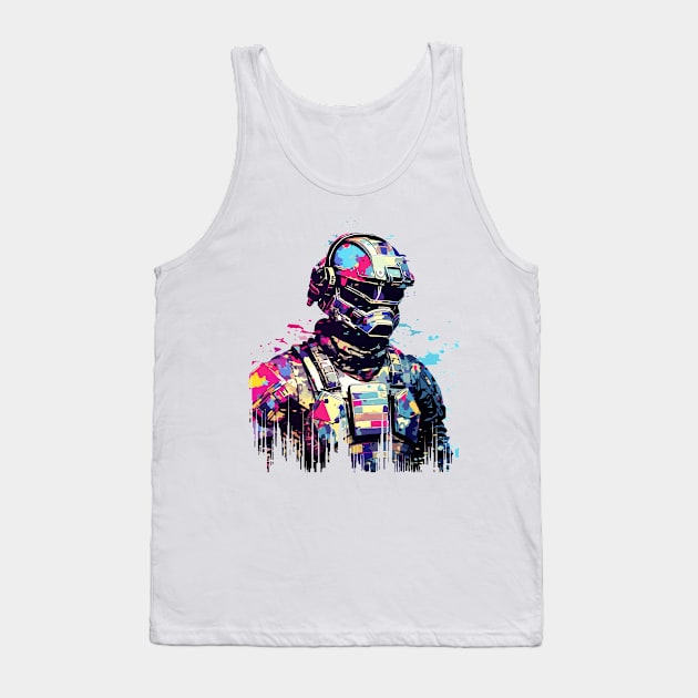 Firefighter Portrait Brave Fireman Abstract Tank Top by Cubebox